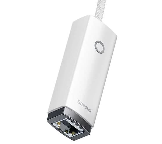 ADAPTOR RETEA Baseus Lite, USB 2.0 to RJ-45 10/100 Mbps Adapter, LED, alb "WKQX000002" - 6932172606039 — miniatură