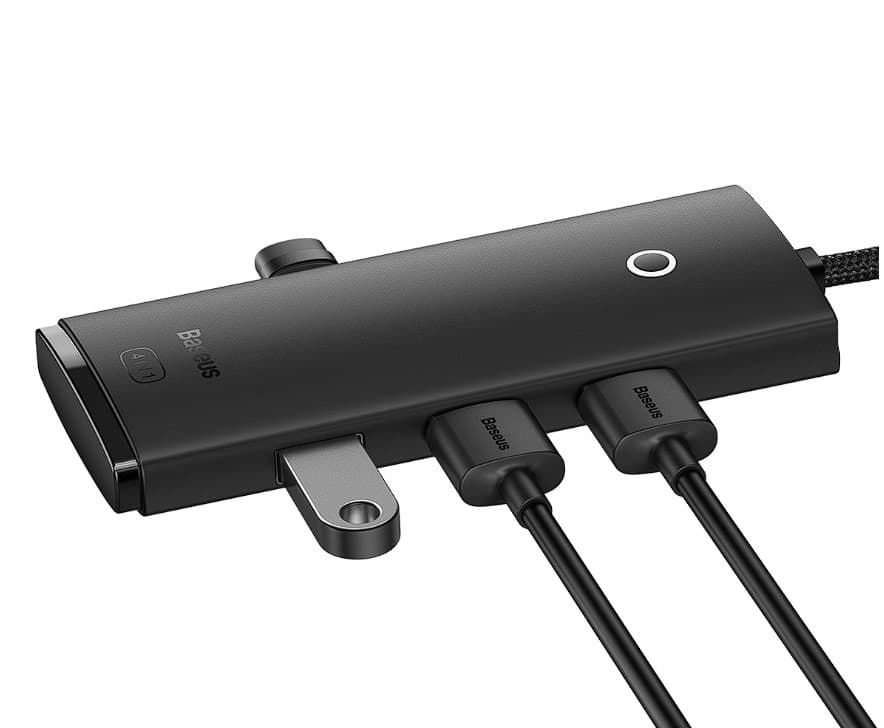 HUB extern Baseus Lite, porturi USB: USB 3.0 x 4, conectare prin USB 3.0, lungime 2m, negru, "WKQX030201" - 6932172606220 — miniatură