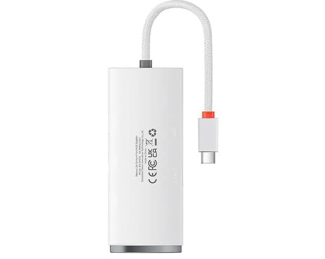 HUB extern Baseus Lite, porturi USB: USB 3.0 x 4, conectare prin USB Type-C, lungime 1m, alb, "WKQX030402" - 6932172606275