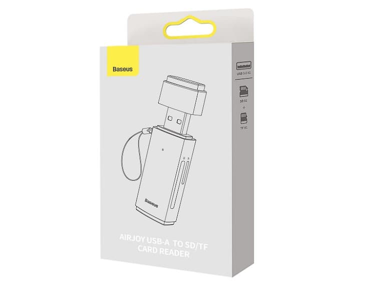 CARD READER extern Baseus Lite, interfata USB 3.0, citeste/scrie: SD, microSD viteza pana la 480Mbps, suporta carduri maxim 512 GB, metalic, gri "WKQX060013" - 6932172608194 — miniatură