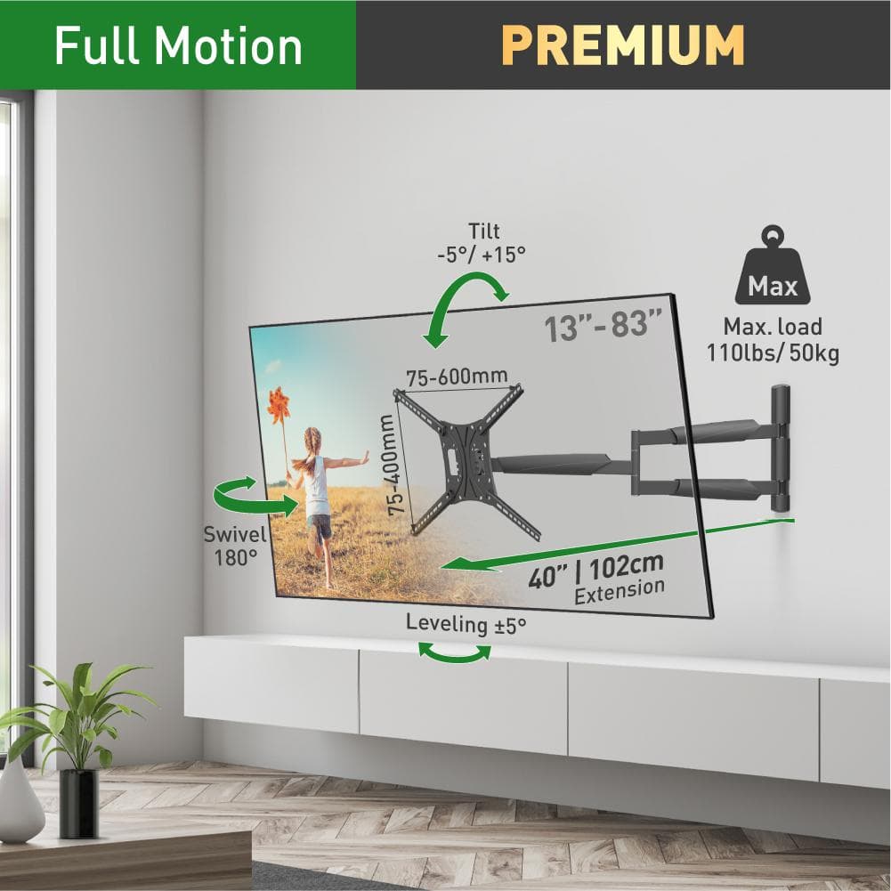 Suport TV Perete Barkan 13"-83", 50kg, "BM443XL" — miniatură