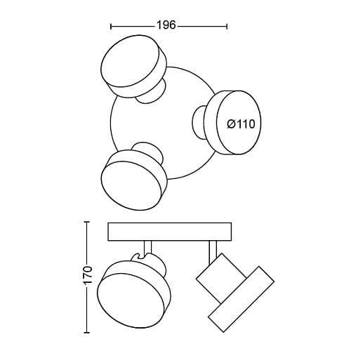 BUKKO plate/spiral white 3x4.3W 24V "000008718696169568" — miniatură