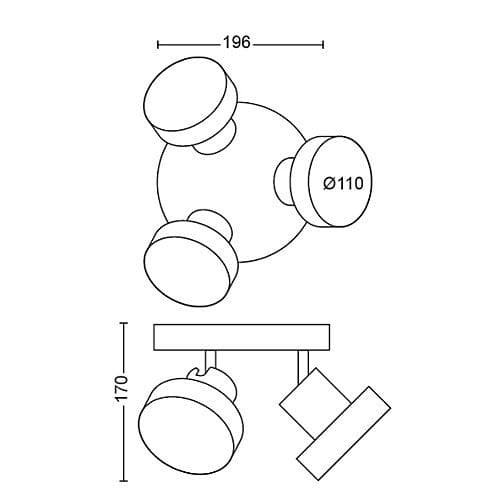 BUKKO plate/spiral black 3x4.3W 24V "000008718696169575" — miniatură