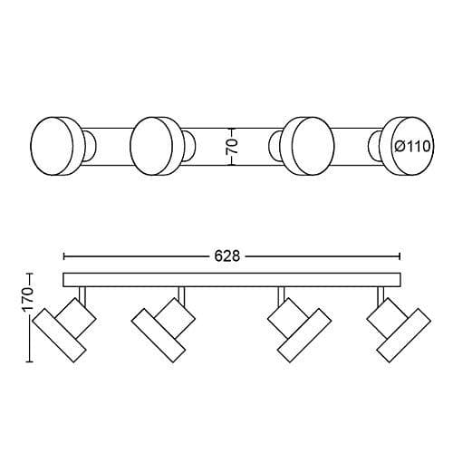 BUKKO plate/spiral black 4x4.3W 24V "000008718696169599" — miniatură