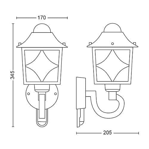CAMBRIDGE wall lantern BlackBrush 1x60W "000008718696176818" — miniatură