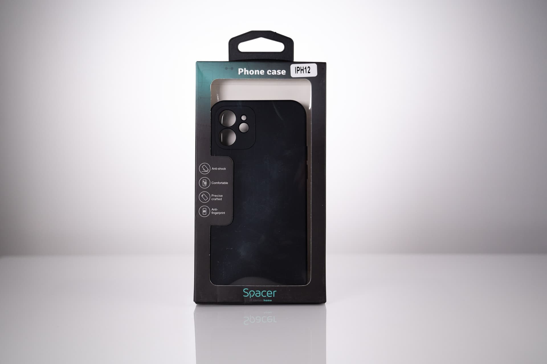 Husa Iphone 12, grosime 1.5mm, material flexibil TPU, negru "SPPC-AP-IP12-TPU" — miniatură
