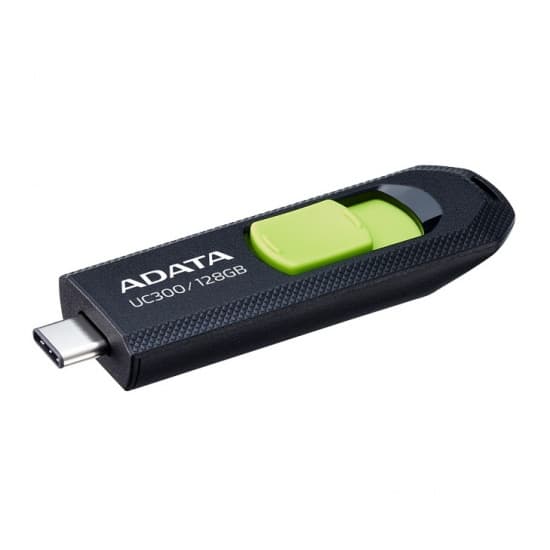 MEMORIE USB Type-C 3.2 ADATA 128 GB, retractabila, carcasa plastic, negru / verde "ACHO-UC300-128G-RBK/GN" — miniatură