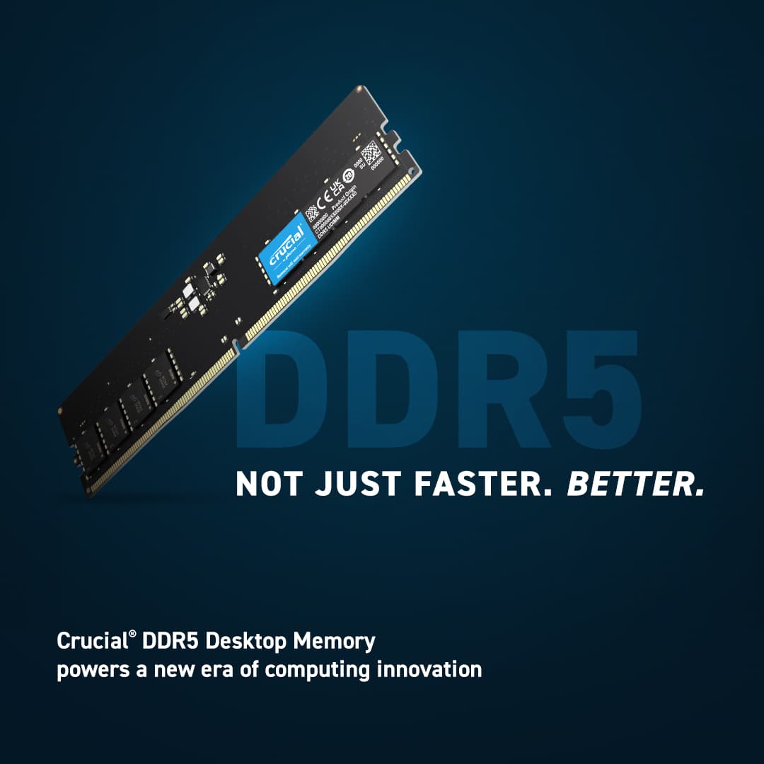 Memorie DDR Crucial DDR5 32 GB, frecventa 4800 MHz, 1 modul, radiator, "CT32G48C40U5" — miniatură