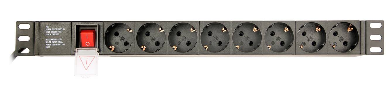 PDU GEMBIRD 1U pt. rack 19 inch, 8 prize Schuko, intrare Schuko, max 10 A, on/off, 3 m, "EG-PDU-014" — miniatură