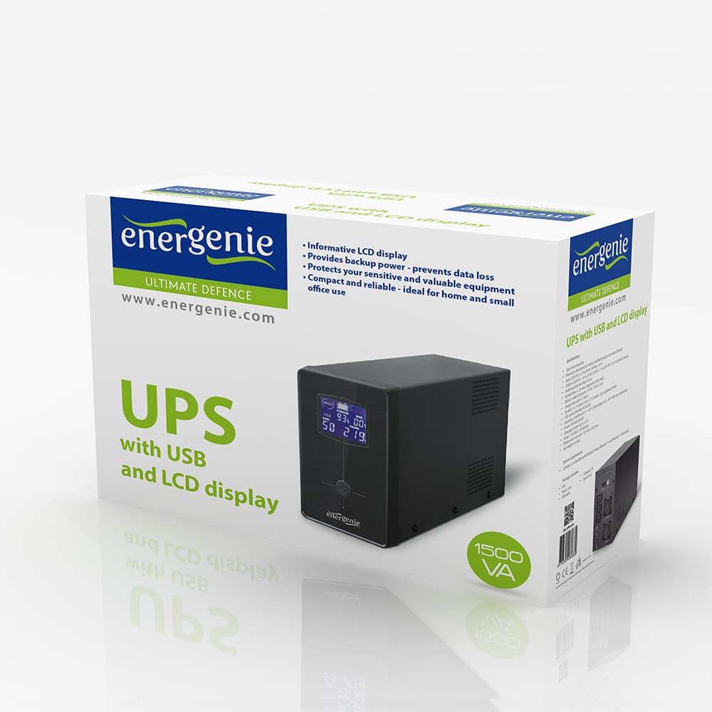 UPS GEMBIRD, Line Int. cu management, mini tower, 2000VA/1200W, AVR, IEC x 3/ Schuko x 2, 2 x baterie 12V/9Ah, display LCD, back-up 1 - 10 min., "EG-UPS-035" — miniatură