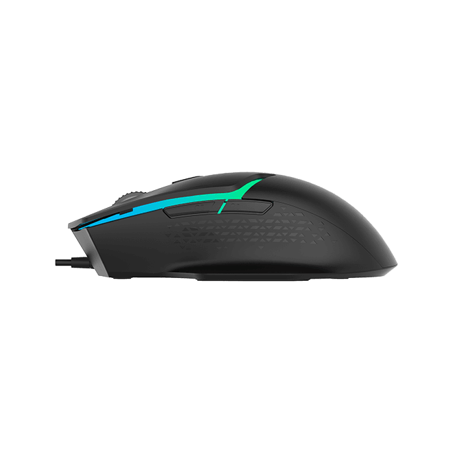 MOUSE DELUX, gaming, cu fir, USB, optic, 3600 dpi, butoane/scroll 6/1, RGB light, cablu braided 1.6m, negru, "M588BU-BK" — miniatură