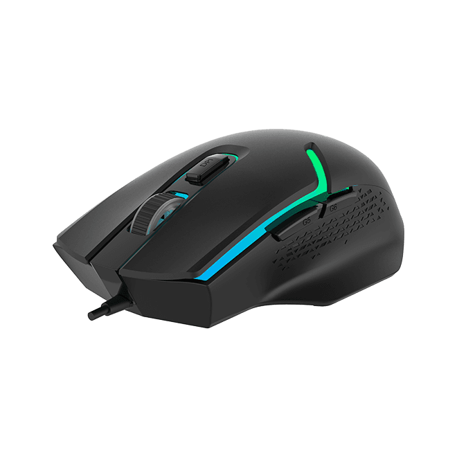 MOUSE DELUX, gaming, cu fir, USB, optic, 3600 dpi, butoane/scroll 6/1, RGB light, cablu braided 1.6m, negru, "M588BU-BK" — miniatură