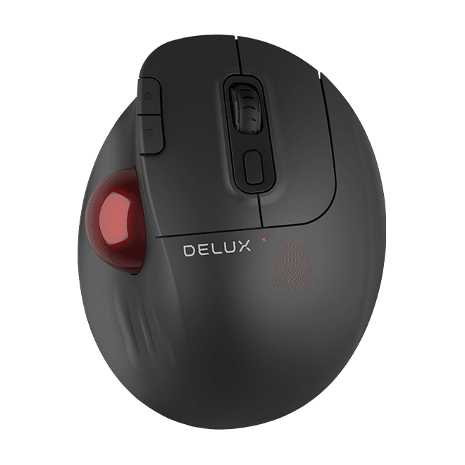 MOUSE DELUX, trackball, wireless, 2.4GHz + BT5.0, USB, optic, 4000 dpi, butoane/scroll 5/1, negru, "MT1DB-BK"
