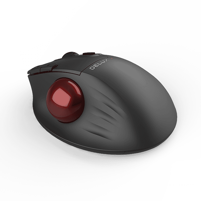 MOUSE DELUX, trackball, wireless, 2.4GHz + BT5.0, USB, optic, 4000 dpi, butoane/scroll 5/1, negru, "MT1DB-BK" — miniatură
