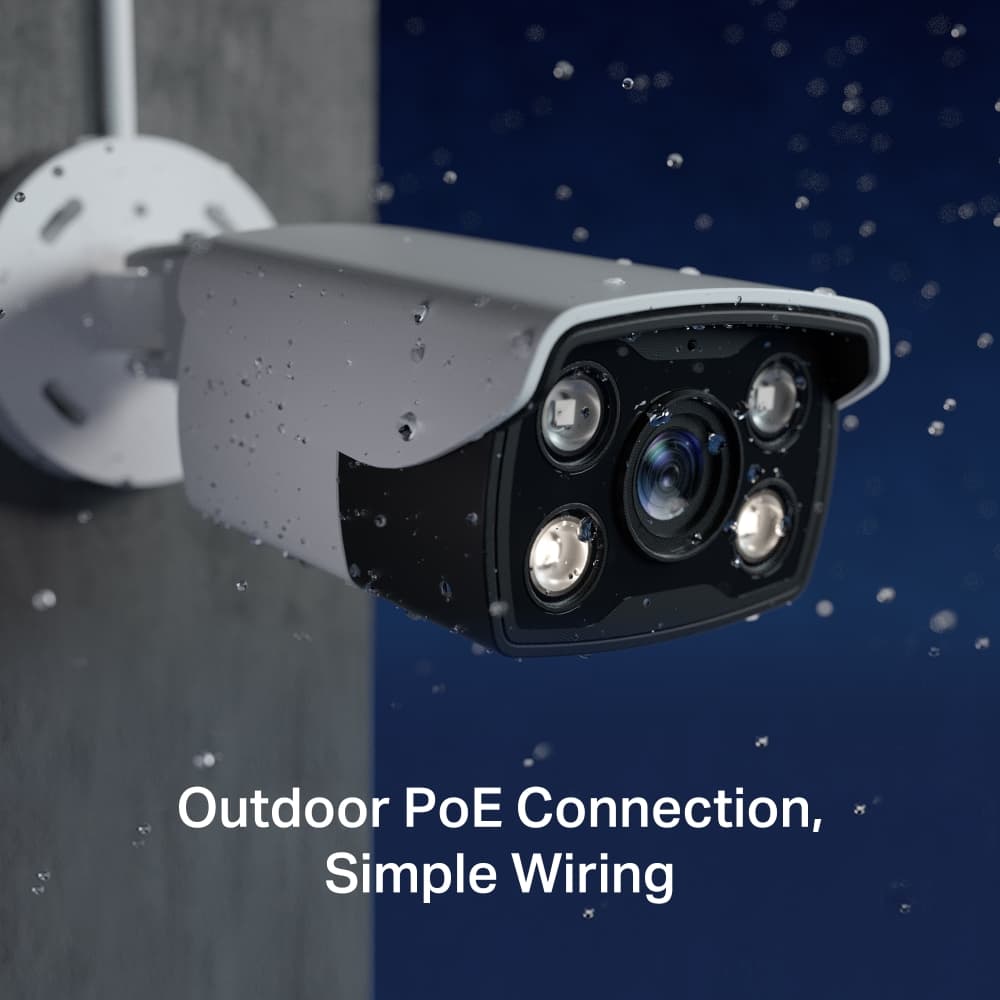 CAMERA IP TP-LINK VIGI, bullet, pt. interior, dist. IR 30 m, tip lentila fixa 4 mm, 4 Mpx, 1 x RJ45 10/100M, carcasa plastic, POE, "VIGI C340" — miniatură