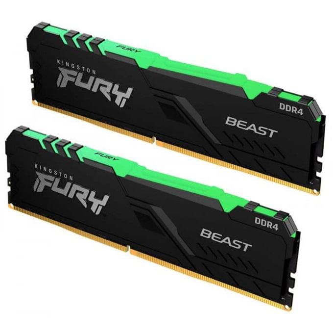 Memorie DDR Kingston DDR4 16GB frecventa 3600 MHz, 8GB x 2 module, radiator, iluminare RGB, latenta CL18, "KF436C17BWAK2/16"
