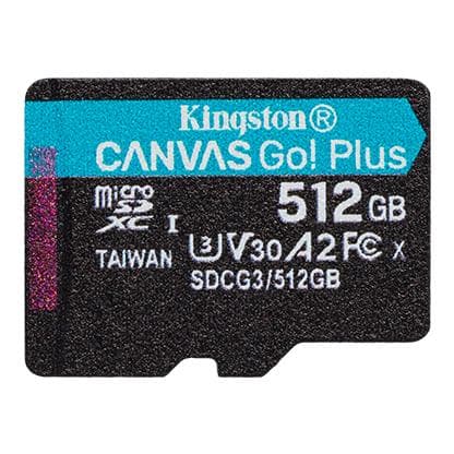 512GB microSDXC Canvas Go Plus 170R A2 U3 V30 Single Pack w/o ADP, "SDCG3/512GBSP"