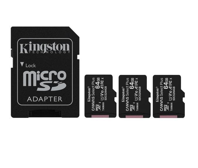 64GB micSDXC Canvas Select Plus 100R A1 C10 Three Pack + Single ADP, "SDCS2/64GB-3P1A"