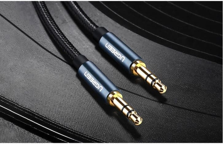 CABLU audio Ugreen, "AV112" stereo (3.5 mm jack T/T), conectori auriti, 1m, braided, albastru "10685" - 6957303816859 — miniatură