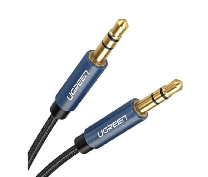 CABLU audio Ugreen, "AV112" stereo (3.5 mm jack T/T), conectori auriti, 1.5m, braided, albastru "10686" - 6957303816866