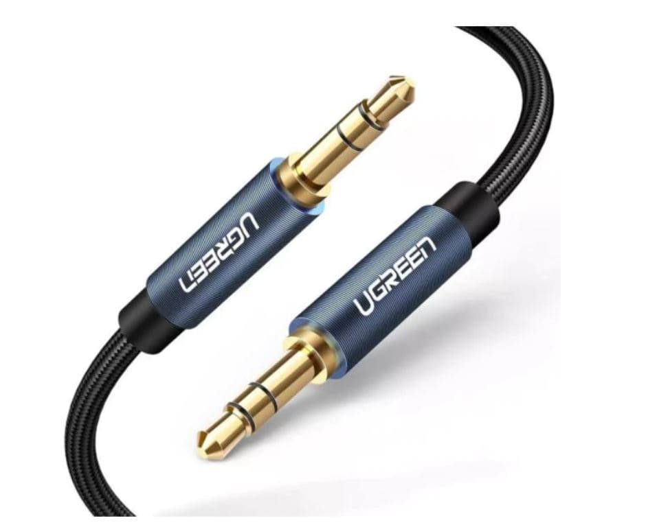 CABLU audio Ugreen, "AV112" stereo (3.5 mm jack T/T), conectori auriti, 1.5m, braided, albastru "10686" - 6957303816866 — miniatură