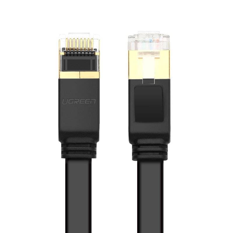 PATCH CORD U/FTP Ugreen Cat7, "NW106" fire din cupru, flat cable, viteza maxima 10 Gbps, 3m, negru "11262" - 6957303882625 — miniatură