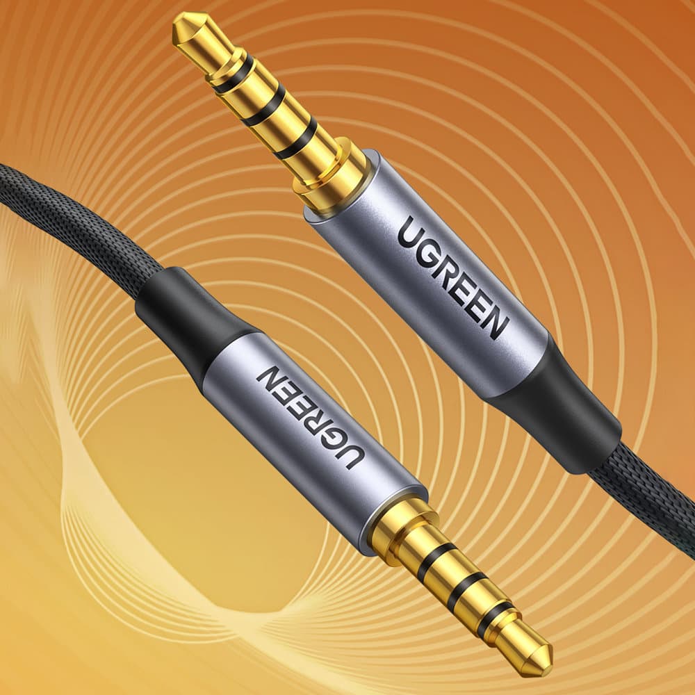 CABLU audio Ugreen, "AV183" stereo 4-pini (3.5 mm jack T/T), conectori auriti, 3m, braided, negru "20785" - 6957303827855 — miniatură