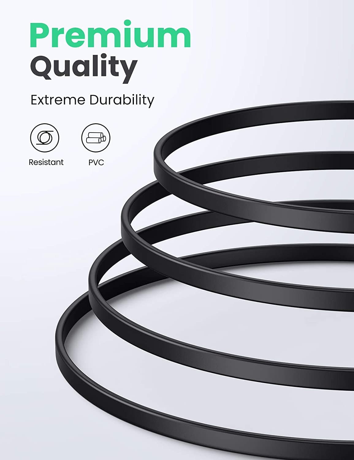 PATCH CORD U/FTP Ugreen Cat8, "NW134" fire din cupru, flat cable, viteza maxima 40 Gbps, 2m, negru "70672" - 6957303876723 — miniatură