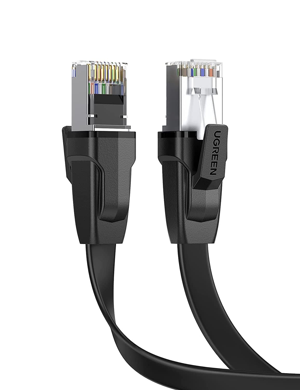 PATCH CORD U/FTP Ugreen Cat8, "NW134" fire din cupru, flat cable, viteza maxima 40 Gbps, 2m, negru "70672" - 6957303876723