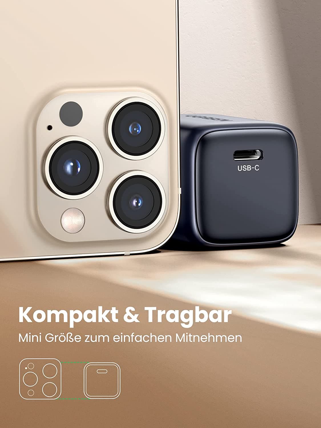 INCARCATOR retea Ugreen, Nexode "CD318" Quick Charge 20W GaN, 1 x USB Type-C 5V/3A, negru "90664" — miniatură