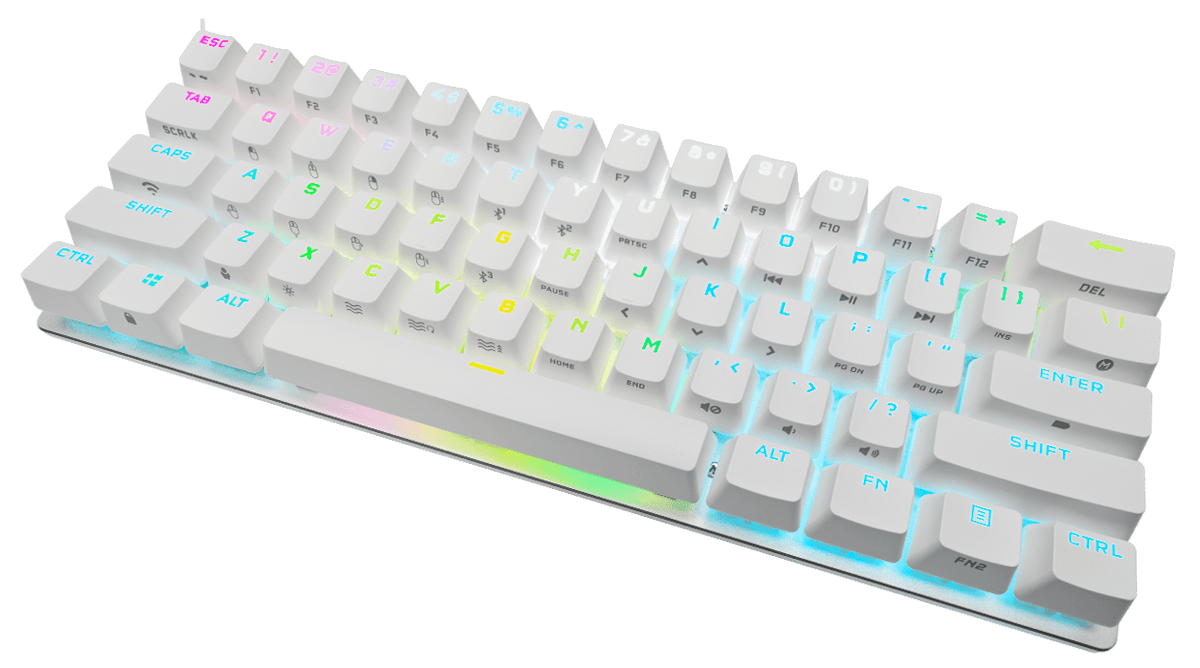 K70 PRO MINI WIRELESS 60% Mechanical CHERRY MX Red Switch Keyboard with RGB Backlighting - White "CH-9189110-NA" — miniatură
