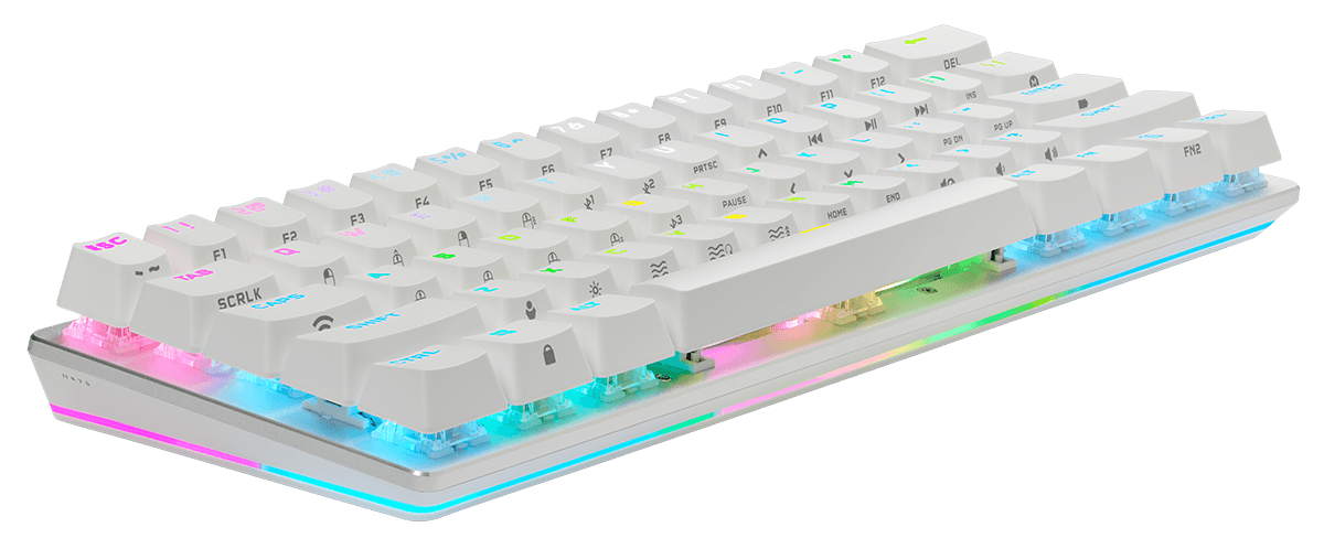 K70 PRO MINI WIRELESS 60% Mechanical CHERRY MX Red Switch Keyboard with RGB Backlighting - White "CH-9189110-NA" — miniatură