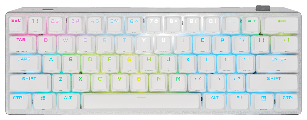 K70 PRO MINI WIRELESS 60% Mechanical CHERRY MX Red Switch Keyboard with RGB Backlighting - White "CH-9189110-NA"