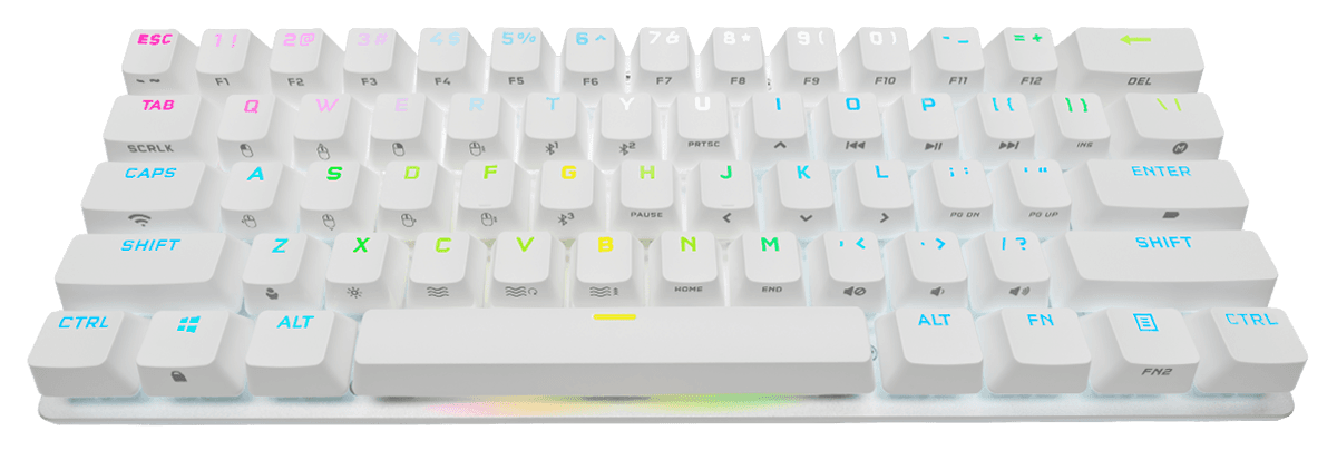 K70 PRO MINI WIRELESS 60% Mechanical CHERRY MX Red Switch Keyboard with RGB Backlighting - White "CH-9189110-NA" — miniatură