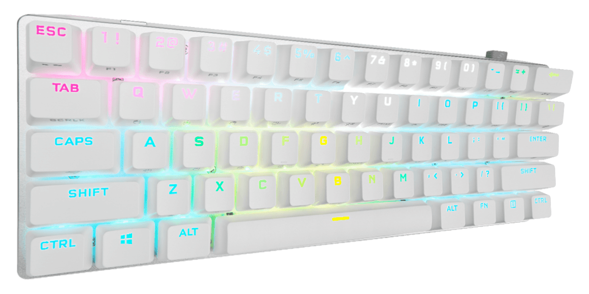 K70 PRO MINI WIRELESS 60% Mechanical CHERRY MX Red Switch Keyboard with RGB Backlighting - White "CH-9189110-NA" — miniatură
