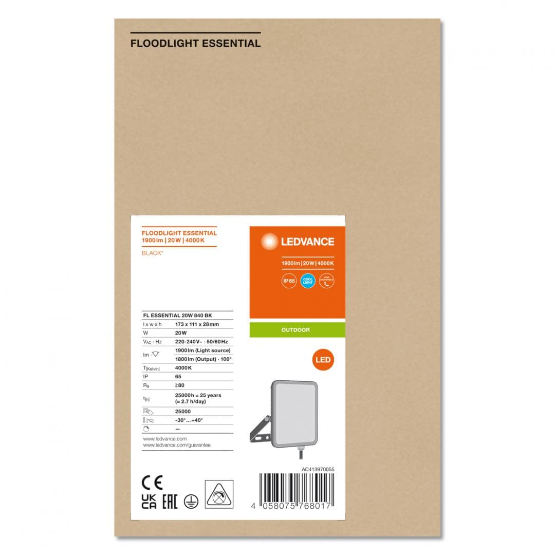 FL ESSENTIAL 20W 840 BK LEDV "000004058075768017" — miniatură