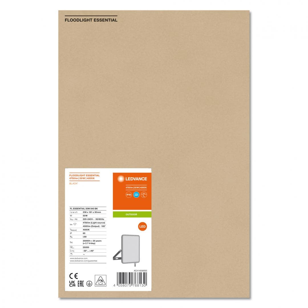 FL ESSENTIAL 50W 840 BK LEDV "000004058075768130" — miniatură