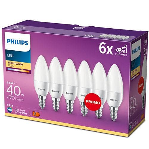 LED 40W B35 E14 WW FR ND 6CT/4 "000008718696509487" — miniatură