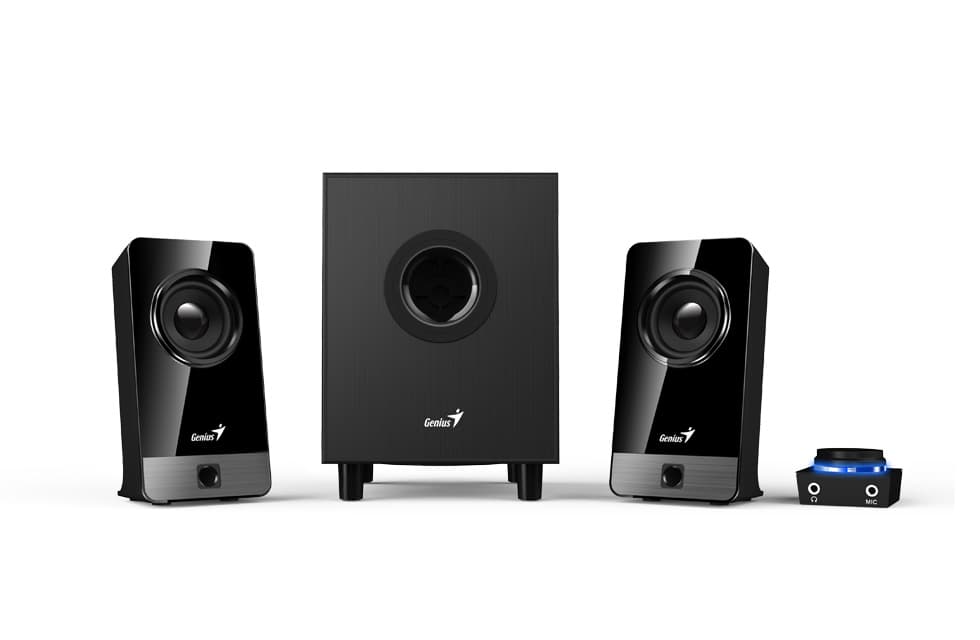 BOXE GENIUS 2.1, RMS: 10W (2 x 3.25W + 1 x 3.5W), black wood, "SW-2.1 300X" "31730041400"
