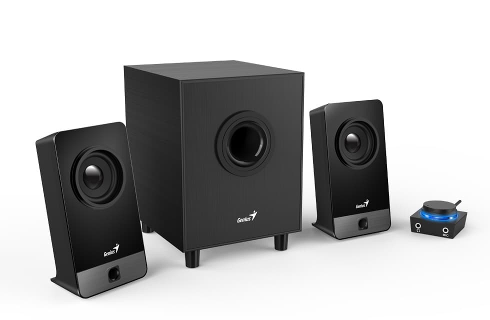 BOXE GENIUS 2.1, RMS: 10W (2 x 3.25W + 1 x 3.5W), black wood, "SW-2.1 300X" "31730041400" — miniatură