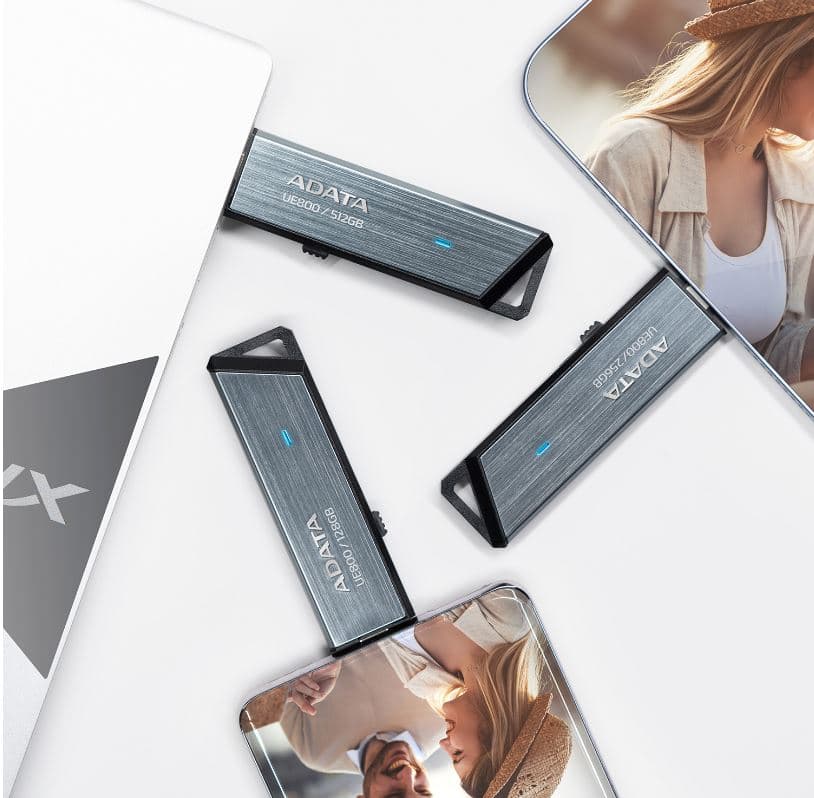 MEMORIE USB Type-C 3.2 ADATA 128 GB, retractabila, carcasa aluminiu, argintiu "AELI-UE800-128G-CSG"