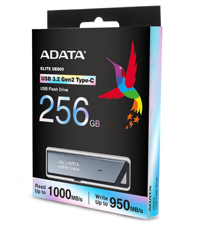 MEMORIE USB Type-C 3.2 ADATA 256 GB, retractabila, carcasa aluminiu, argintiu "AELI-UE800-256G-CSG" — miniatură