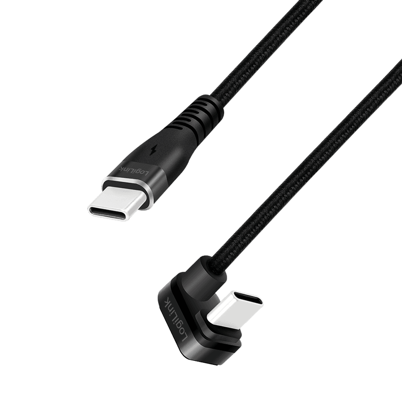 CABLU alimentare si date LOGILINK, pt. smartphone, USB 2.0, USB Type-C (T) la USB Type-C (T) la 180 grade, 2m, 2 x ecranat, aluminiu, negru, "CU0191" — miniatură