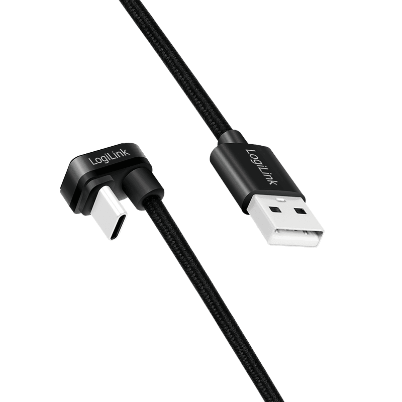CABLU alimentare si date LOGILINK, pt. smartphone, USB 2.0, USB Type-C (T) la USB-A (T) la 180 grade, 3m, 2 x ecranat, aluminiu, negru, "CU0195" — miniatură