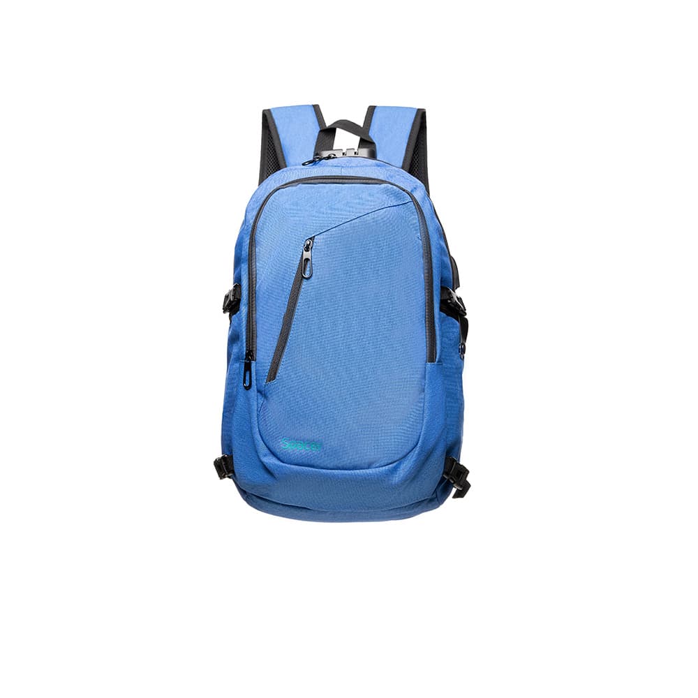 RUCSAC SPACER, pt. notebook de max. 15.6", 2 compartimente, buzunar frontal, buzunar lateral x 2, blocare fermoar, USB 2.0 (M)(pt. acces la Power Bank), Jack 3.5 mm (pt. acces la casti), waterproof, poliester, albastru, "Duke", "SPBP-DUKE-BL" — miniatură