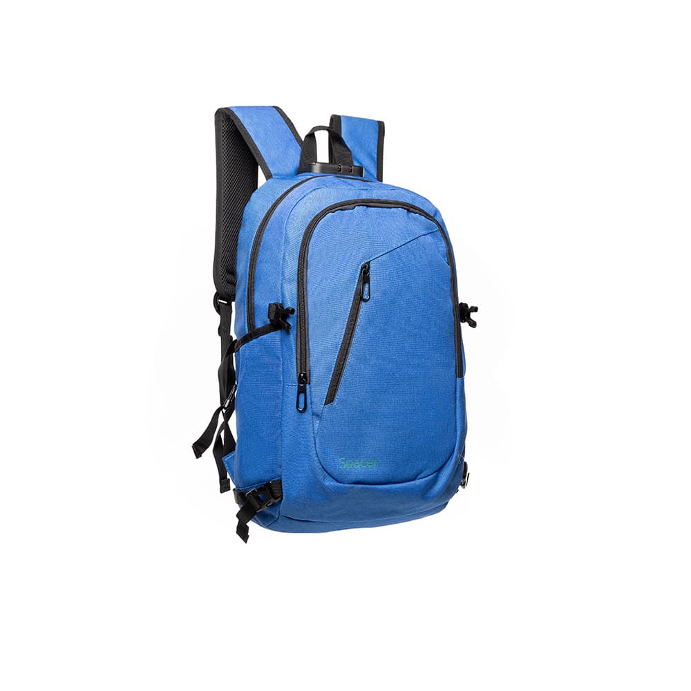 RUCSAC SPACER, pt. notebook de max. 15.6", 2 compartimente, buzunar frontal, buzunar lateral x 2, blocare fermoar, USB 2.0 (M)(pt. acces la Power Bank), Jack 3.5 mm (pt. acces la casti), waterproof, poliester, albastru, "Duke", "SPBP-DUKE-BL" — miniatură