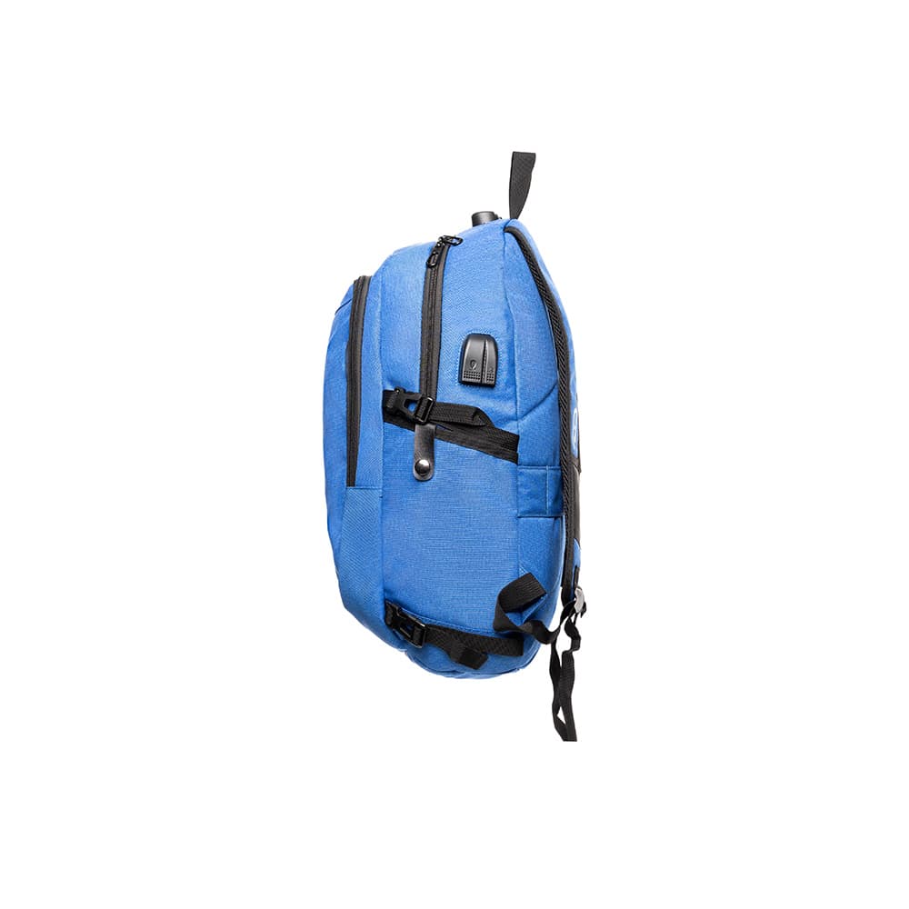 RUCSAC SPACER, pt. notebook de max. 15.6", 2 compartimente, buzunar frontal, buzunar lateral x 2, blocare fermoar, USB 2.0 (M)(pt. acces la Power Bank), Jack 3.5 mm (pt. acces la casti), waterproof, poliester, albastru, "Duke", "SPBP-DUKE-BL" — miniatură
