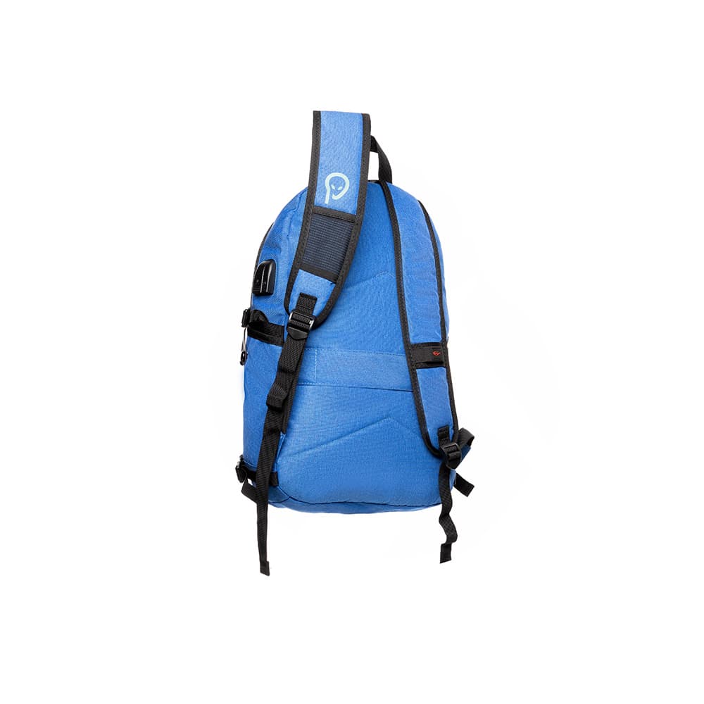 RUCSAC SPACER, pt. notebook de max. 15.6", 2 compartimente, buzunar frontal, buzunar lateral x 2, blocare fermoar, USB 2.0 (M)(pt. acces la Power Bank), Jack 3.5 mm (pt. acces la casti), waterproof, poliester, albastru, "Duke", "SPBP-DUKE-BL" — miniatură