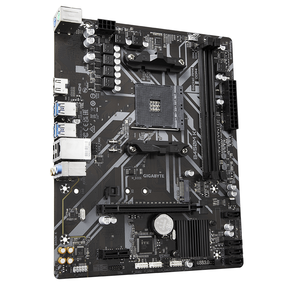 Placa de baza Gigabyte AMD AM4 mATX motherboard withwith LED lighting, DDR4 4400MHz, M.2, SATA 6Gbps and USB 3.1 Gen 2, "B450M K"