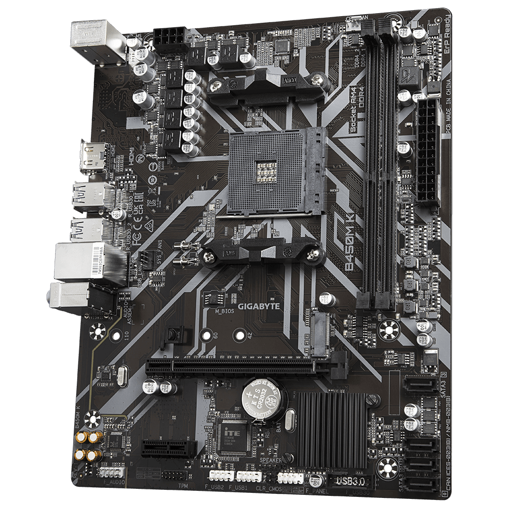 Placa de baza Gigabyte AMD AM4 mATX motherboard withwith LED lighting, DDR4 4400MHz, M.2, SATA 6Gbps and USB 3.1 Gen 2, "B450M K" — miniatură